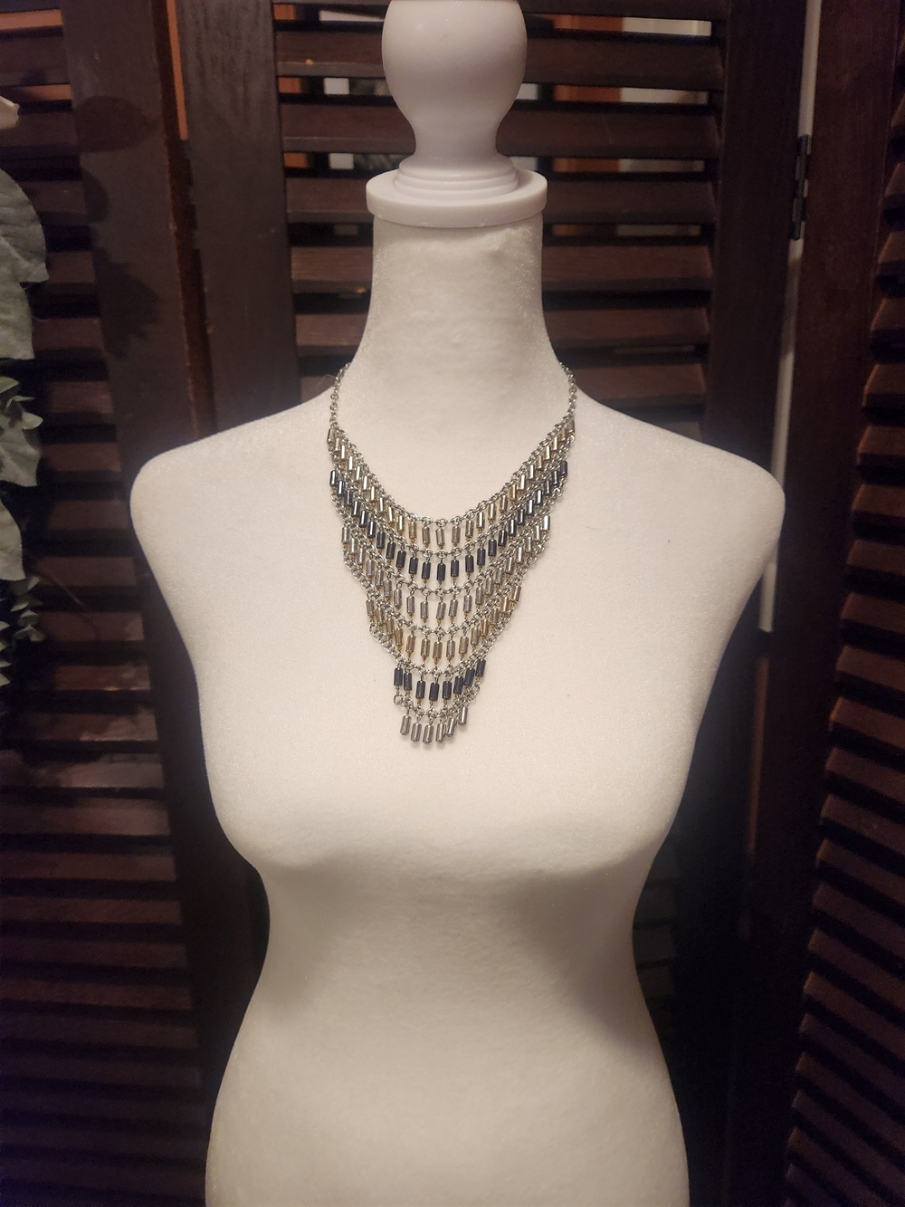 LOFT Layered Silver-Tone Multi-Row Bib Necklace